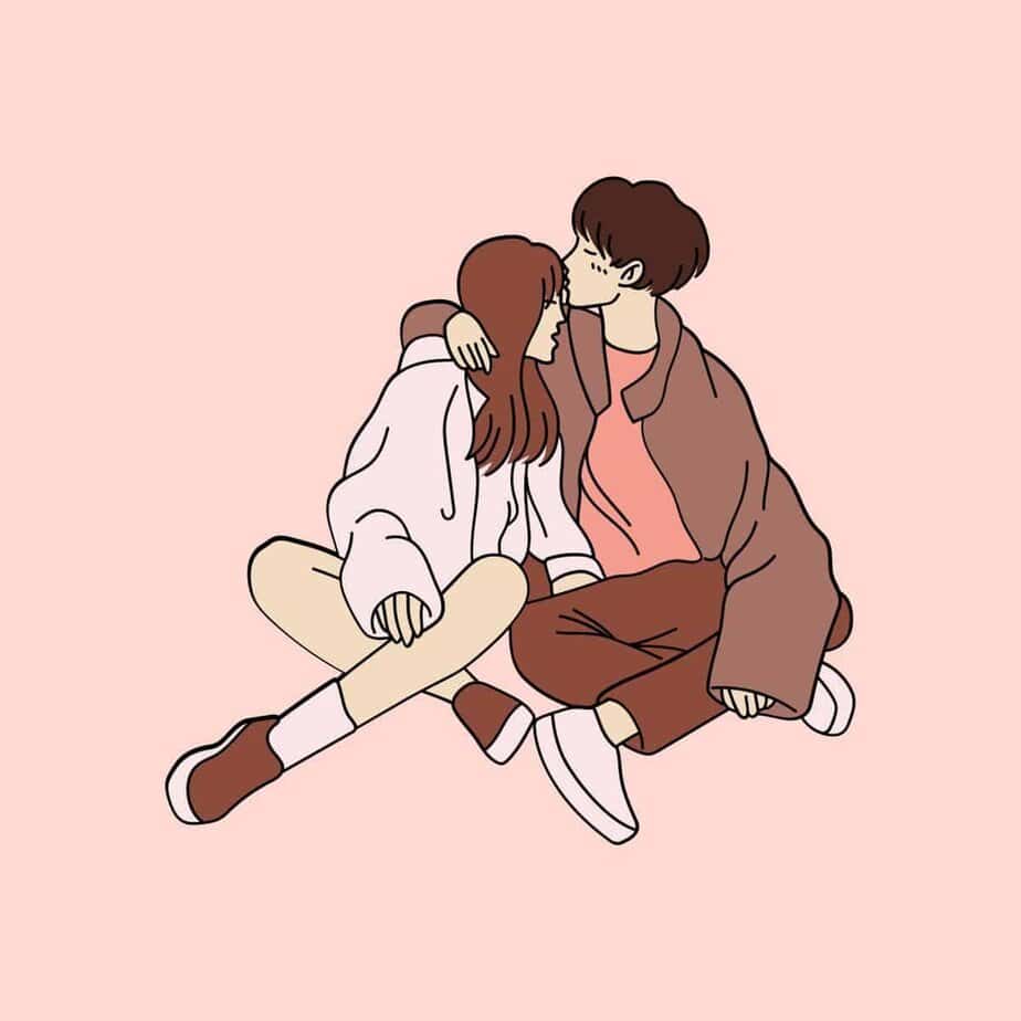 Illustration eines glücklichen Paares, das keine Spielchen mit sich selbst treibt