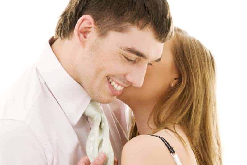 Bild eines verliebten Paares über Weiß