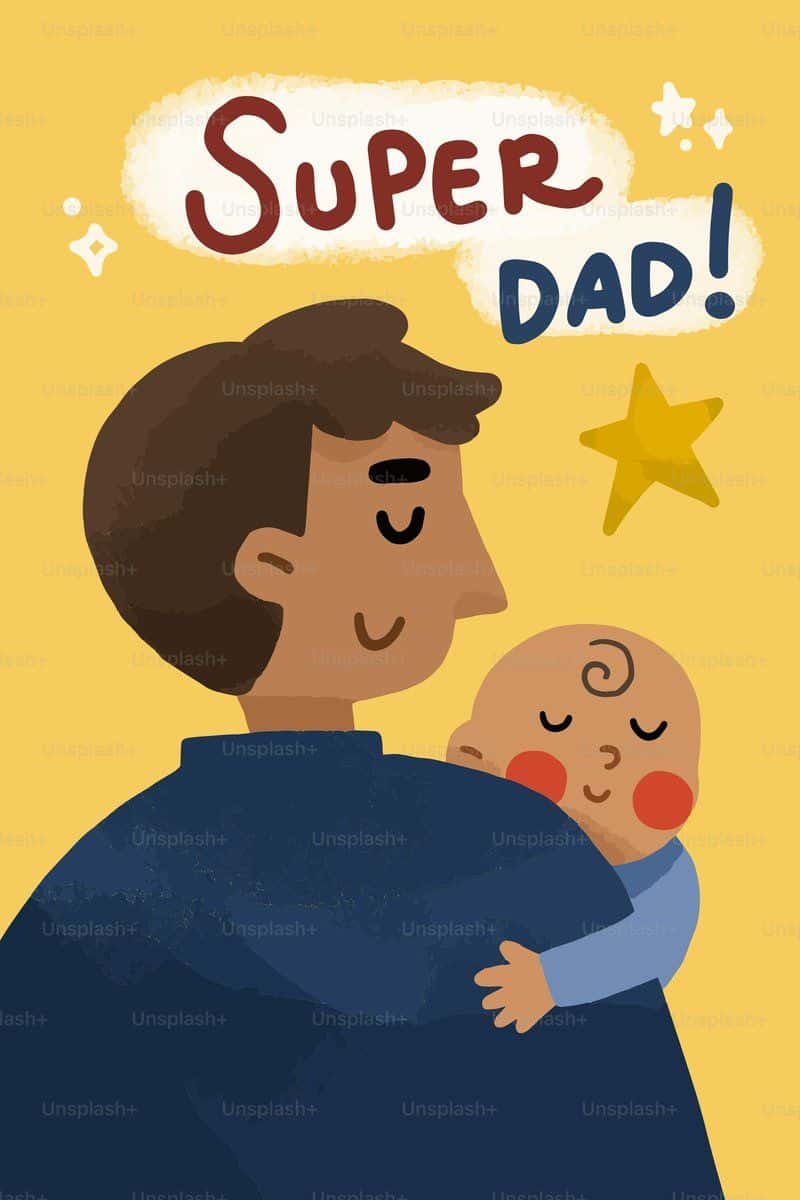 Dad holding his sleeping baby with "super dad!" text. vector – Family Image  on Unsplash