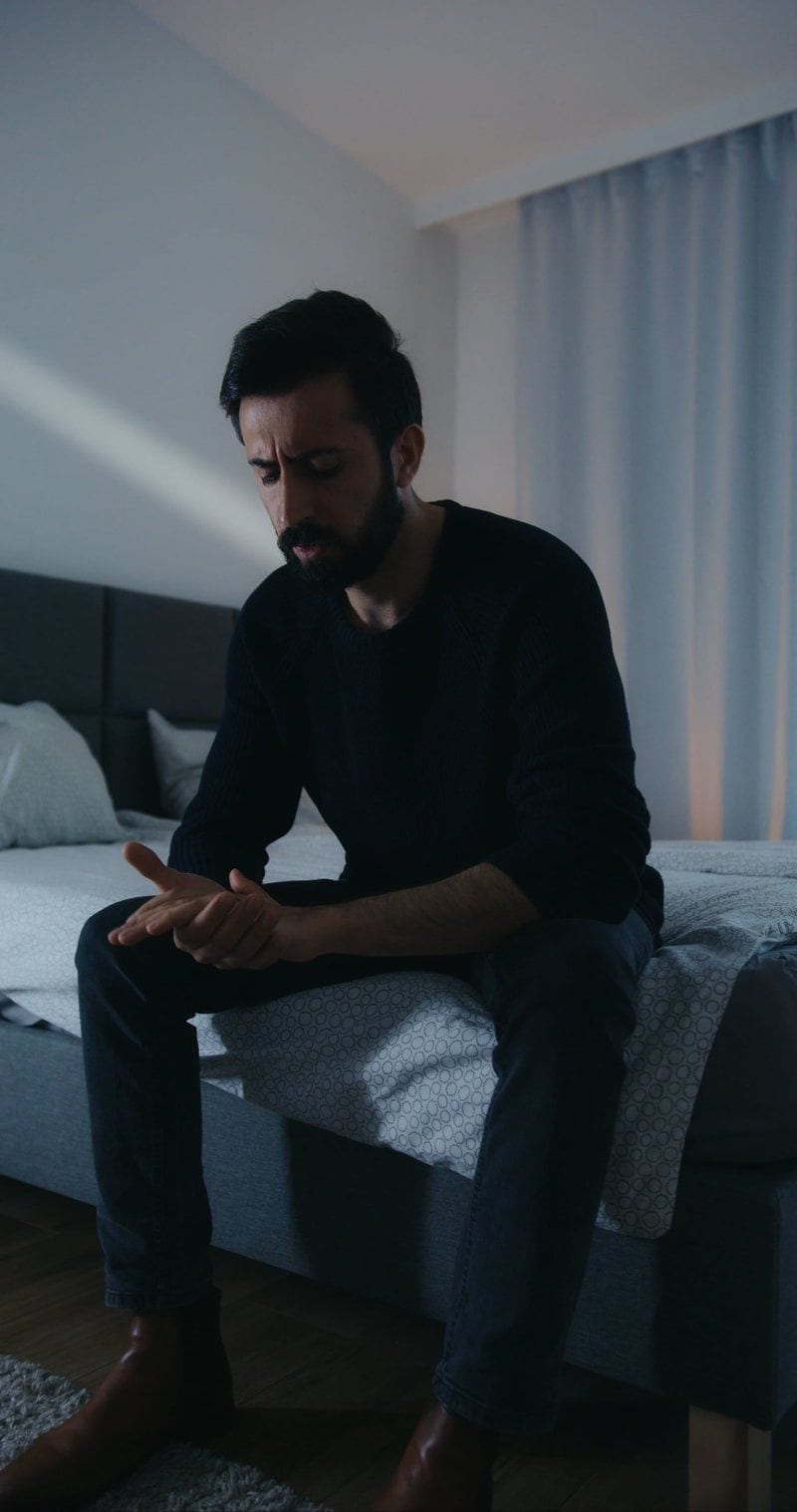 A Frustrated Man Sitting on the Bed Free Stock Video Footage, Royalty-Free 4K & HD Video Clip A Frustrated Man Sitting on the Bed Free Stock Video Footage, Royalty-Free 4K & HD Video Clip